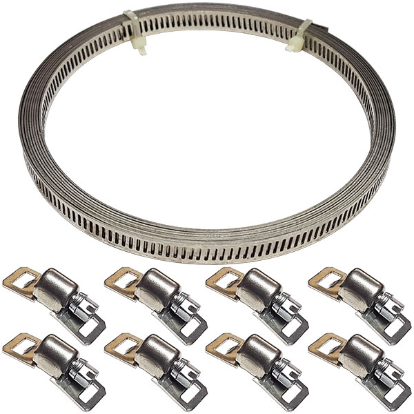 5 MM.9 CON 8 MORSETTI IN ACCIAO INOX FASCETTA STRINGITUBO NASTRO FASCETTA MT